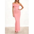 thumbnail image 3 of PRETTYGARDEN Women's Wedding Guest Cocktail Dresses One Off The Shoulder Ruched Bodycon Formal Maxi Party Summer Outfits, 3 of 9