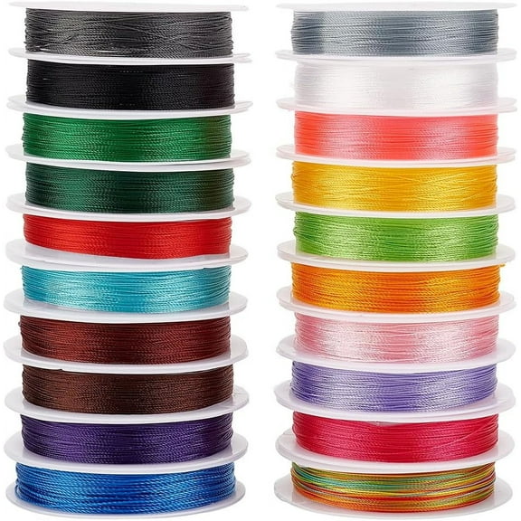 Polyester 20 colors 0.2 mm Beading String Chinese Knotting Cord Beading Thread Bracelet Jewelry String Thread for Sewing Handcraft Jewelry Making Christmas Ornament 219 Yards
