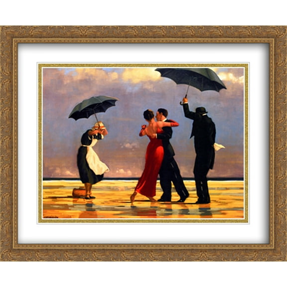 FrameToWall - Singing Butler 2x Matted 36x28 Large Gold Ornate Framed Art Print by Jack Vettriano