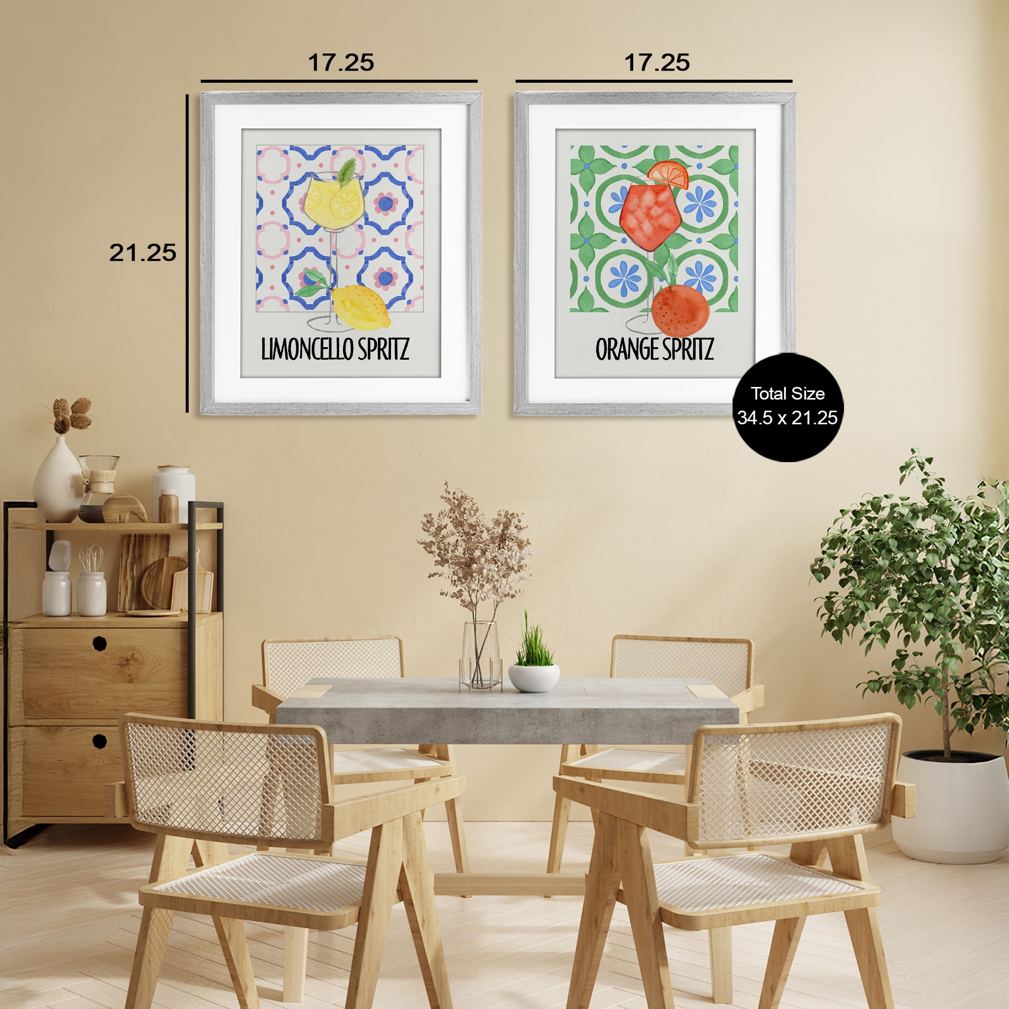 Stupell Industries Citrus Spritz On My Mind 2 Piece Gray Framed Print Under Glass Set, design by Nina Jacobs