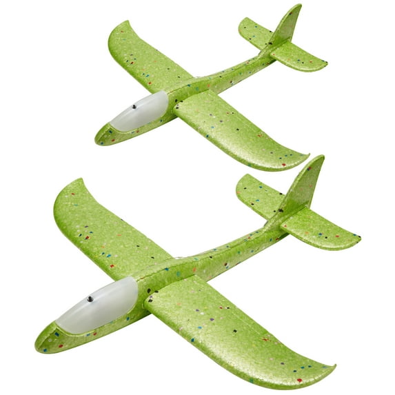 2 Packs 18.5" Glider Airplane Launcher Toy for Kids Throwing Foam Plane Toys Aeroplane Gliders Flying with LED Aircraft Outside Toys Indoor Outdoor Flying Toy Airplane Game Toys for Boys Girls