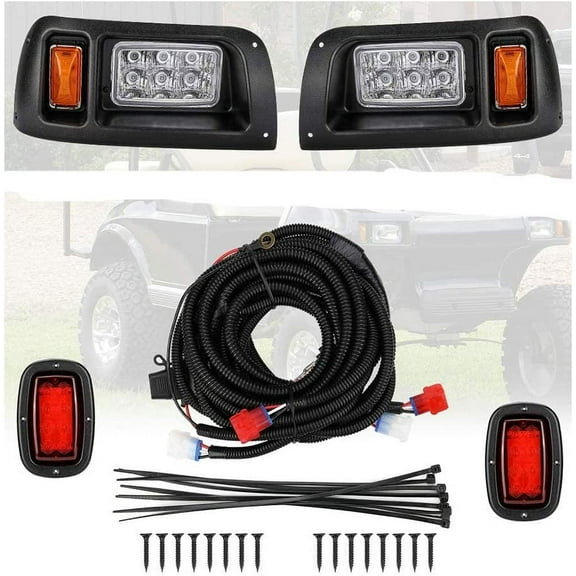 Kemimoto Headlight Kit Compatible with Club Car DS, LED Headlight & Tail Light Kit for Gas & Electric Compatible with Club Car DS golf carts (1993 & Newer Models) 12V