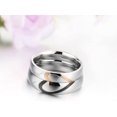 thumbnail image 4 of Anillos OPK para parejas, conjunto a juego con forma de corazón de acero inoxidable para él y ella, parejas de amor real, banda de boda, anillos de corazón para parejas (un par) MFZFUKR WMZL-973-7, 4 of 7