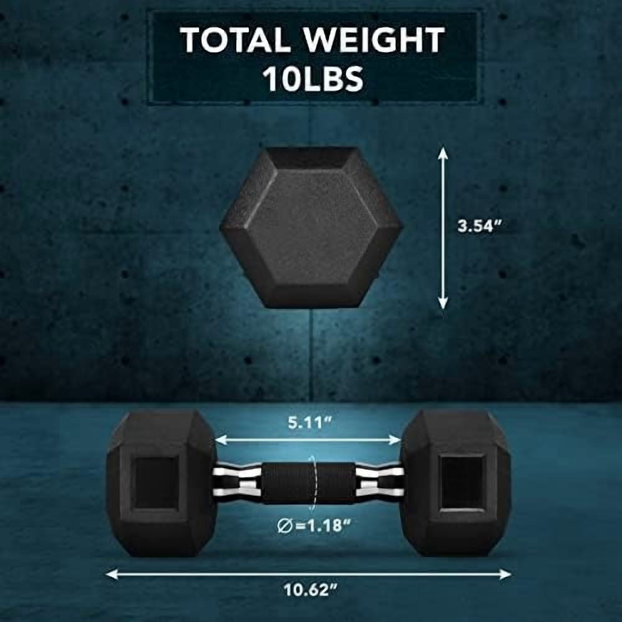 Rubber Grip Encased Hex Dumbbell – Hand Weights With Anti-Slip 5-50 LBS Single