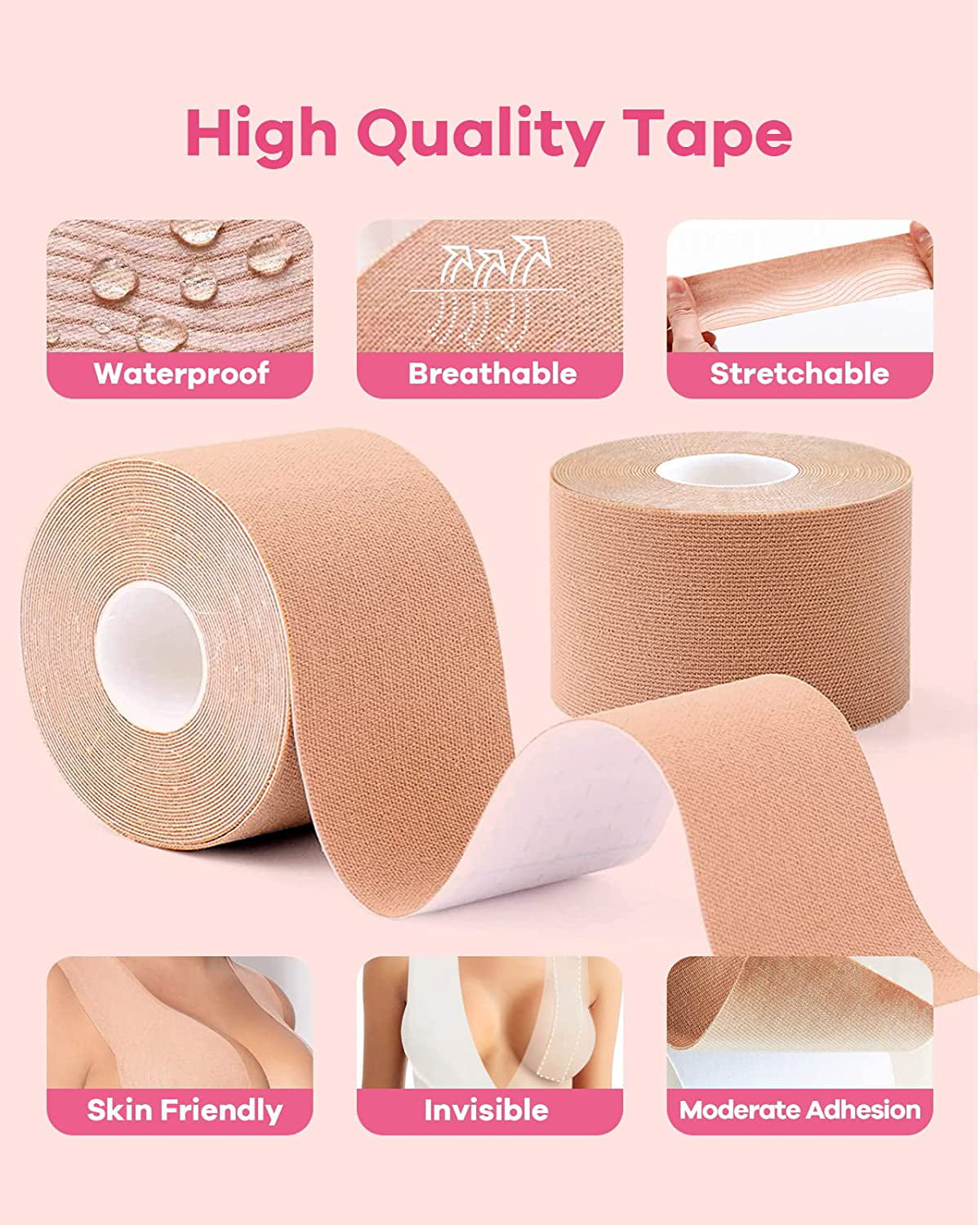 Tohuu Breast Tape Waterproof Sweat-Proof for Chest Brace Lift Bra Tape  Boobytape for Breast Lift Athletic Tape for Large Breast cute