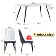 thumbnail image 3 of 7 Pieces Dining Table Set, Modern Rectangular Faux Marble Kitchen Table and  6 Chairs with Pu Leather Backrest Cushion And Black Metal Legs, for Living Room,White Table+ White and Dark Gray Chairs, 3 of 9
