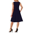 thumbnail image 3 of Vestido Vintage Swing Inspire Chic para Mujer, con escote corazón, sin mangas, corte ajustado y acampanado, talla XL, azul oscuro, 3 of 6