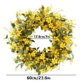 thumbnail image 3 of Wreath - Garland Ornament Pendant - 24 Inch Artificial Yellow Wreath Floral Spring Summer Garland For Front Door Window Wall Porch Decoration - 1 Wreath, 3 of 9