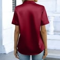 thumbnail image 6 of CIENVNSTG Womens Satin Silk Blouse Short Sleeve Lapel Collar Tops Lightweight Solid Color Button Down Shirts Work Business Dressy Outfits XXL, 6 of 7