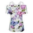 thumbnail image 5 of Patlollav Clearance Womans Summer Tops V-Neck Lace Patchwork Short Sleeve Sexy Blouse, 5 of 7