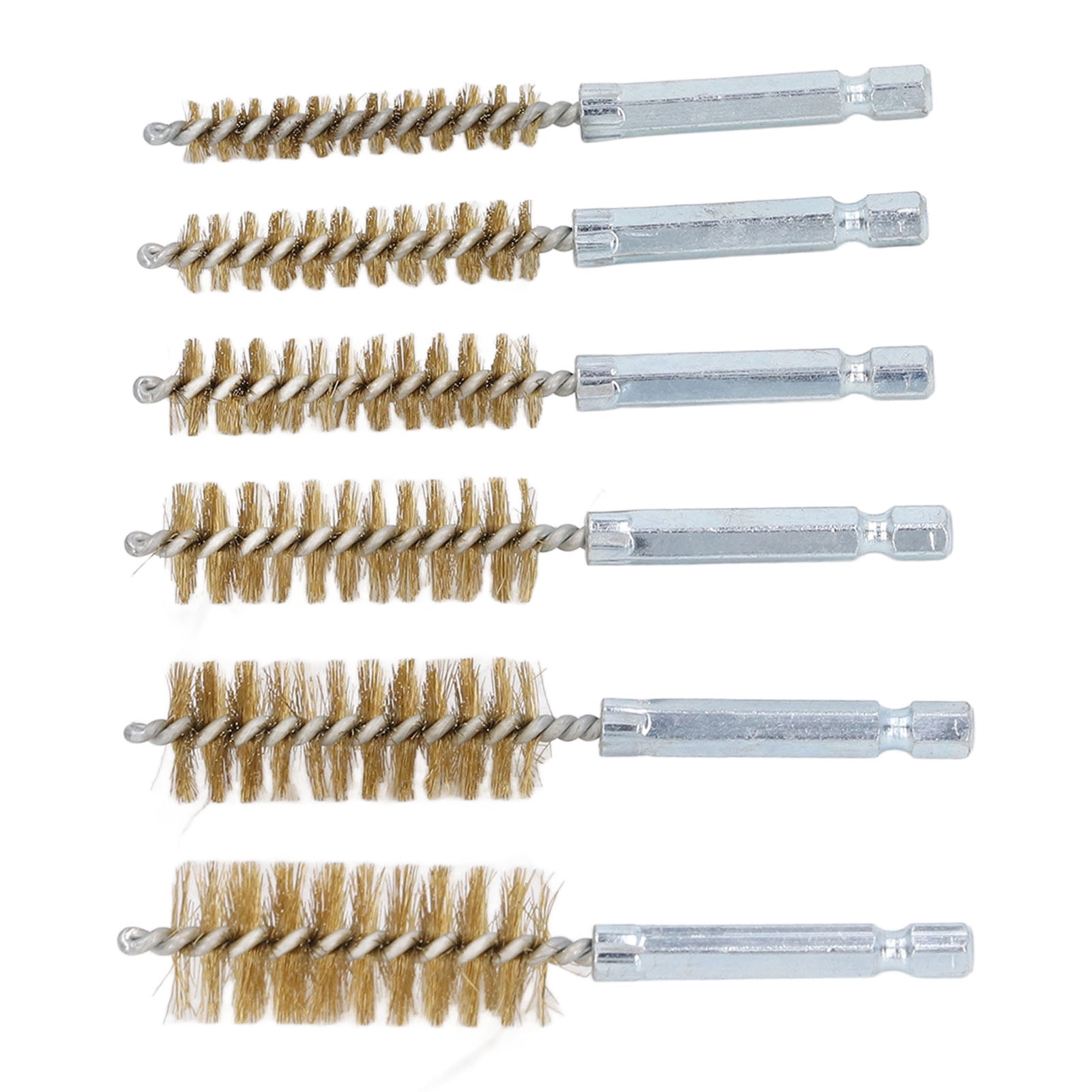 6-Piece Bore Wire Brush Set - 4 Inch Twisted Wire Brushes With 1/4 Inch Hex Shank For Drills, Cleaning Pipes & Metal