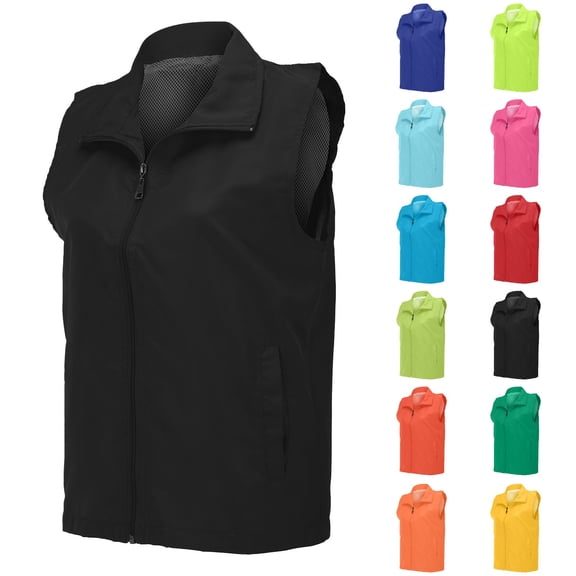 VJGBEGW Men Women Lightweight Sleeveless Vest Casual Lapel Zipper Jacket Mesh Lined Outdoor Outerwear With Side Pockets Bright Green L