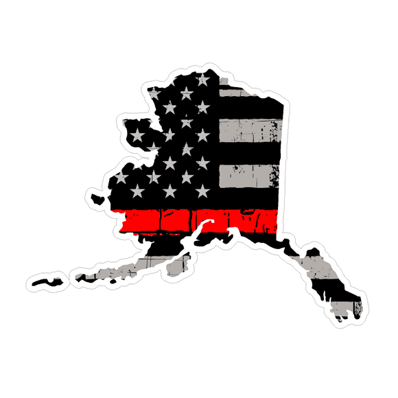 Alaska State (C4) Thin Red Line Vinyl Decal Sticker Car/Truck Laptop/Netbook Window