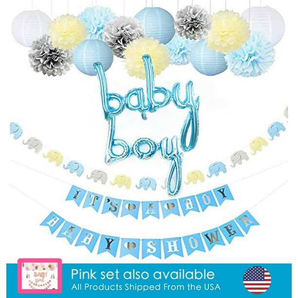 Rådne marxisme Broom Hawwwy 22-Pc Kit Baby Shower Decorations - Choice of Girl or Boy, Babyshower  Banner, Letter Foil Balloons, Tissue Pom Poms, Paper Lanters Decor in Party  & Occasions (Blue) - Walmart.com