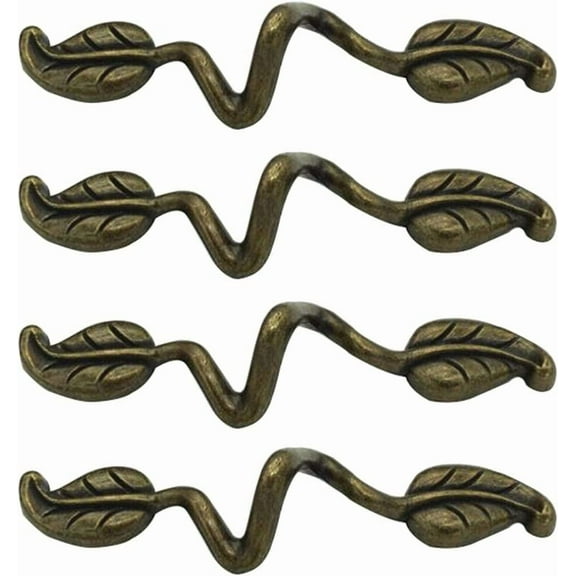 CATPAN Vintage Style Leafy Drawer Pull Dresser Handles Leaf Dresser Pulls Cabinet Knob Hardware for Kitchen Bedroom Bathroom 4 Pieces (Hole spacing 76mm)