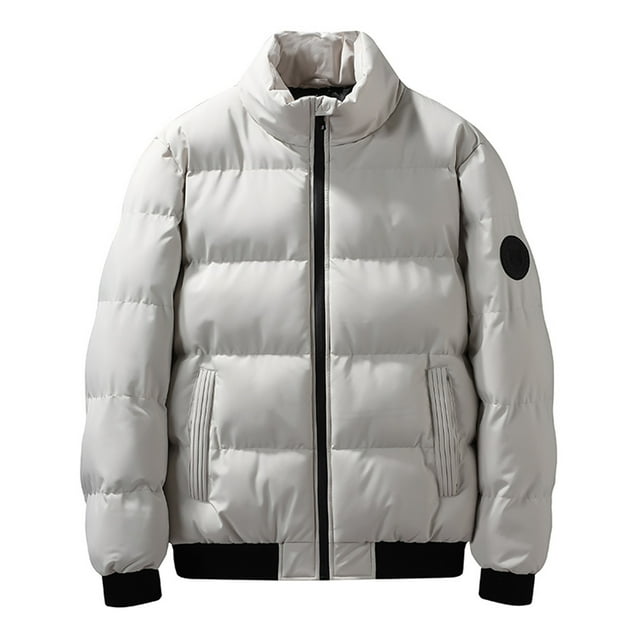 Chaqueta de algodón acolchado informal de invierno con cuello alto para hombre Pompotops oipoqjl20426