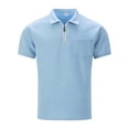 thumbnail image 5 of Polo Shirt for Men Short Sleeve Quarter Zip Tee Shirt Lightweight Sky Blue T-Shirt for Men, 5 of 5