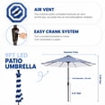thumbnail image 6 of NAPWANT 9ft Outdoor Patio Umbrella with Solar LED Lights, Tilt and Crank Handle, for Deck, Yard, Pool and Garden,Blue White Striped, 6 of 8