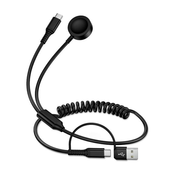 Fast Charger for Samsung Watch Charger 2 in 2 4FT Coiled USB C to USB C Charger Cable for Samsung Galaxy Watch 8 7 Ultra 6 5 4 Watch8 Classic Galaxy A17 A16 S25 FE Ultra A36 with USB A Adapter