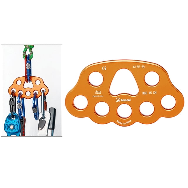 Paw Rigging 45KN 8-Holes Large Anchor Multipliers Connector Gear for Dance Rock Climbing Rope Abseiling Hardware - Golden, 159.7x90.6mm