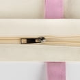 thumbnail image 6 of Muka Canvas Tote Bags with an External Pocket, Top Zipper Closure Reusable Grocery Shopping Bag-Natural / Pink, 6 of 7
