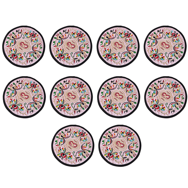 10 posavasos redondos bordados de estilo chino, color rosa Adepaton CPB-DE-WX779-8