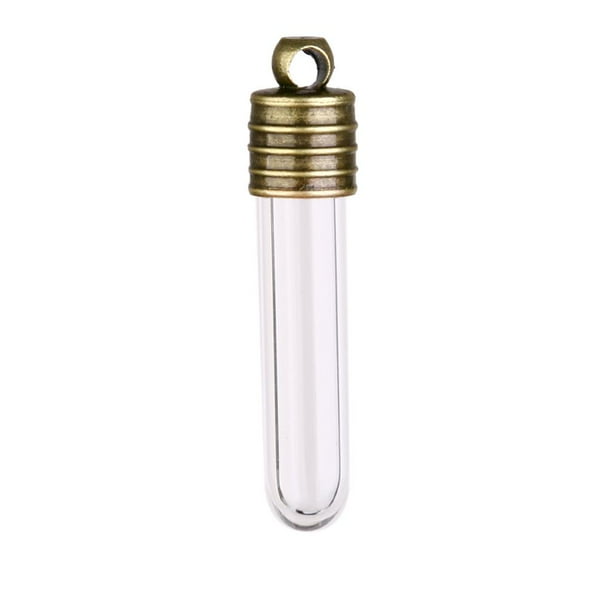 10 Fillable Glass Keepsake Memorial Pendant Tube Vial Charm DIY