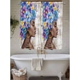 thumbnail image 4 of Black African Women Bathroom Window Curtain, Spring Floral Butterfly Vintage Light Filtering Coffee Kitchen Curtains, Bedroom Living Room Curtains 2 Panel 84"x63", 4 of 6