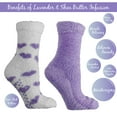 thumbnail image 2 of MinxNY Women's Non-Skid Warm Soft and Fuzzy Lavender Infused 2-Pair Pack Slipper Socks with Lavender Sachet Gift, Hearts, Grey & Green, 2 of 10
