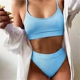 thumbnail image 4 of Sngxgn Women's 2 Piece High Waisted Wrap Spaghetti Strap Summer Swimsuit Bikini Set(BU1,L), 4 of 4