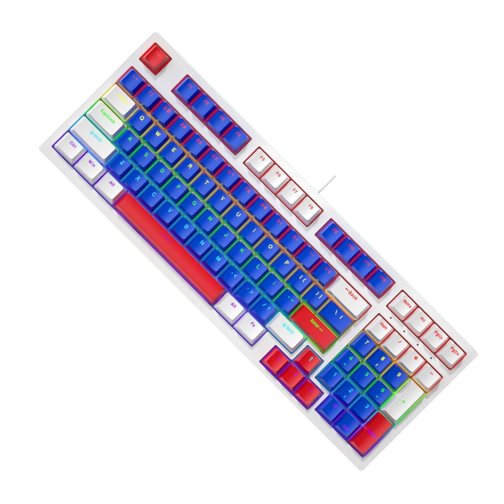 Portable 98Keys Gaming Keyboard with LED Backlights, Shaft Components Ergonomic Keyboard for Intense PC Gameplays