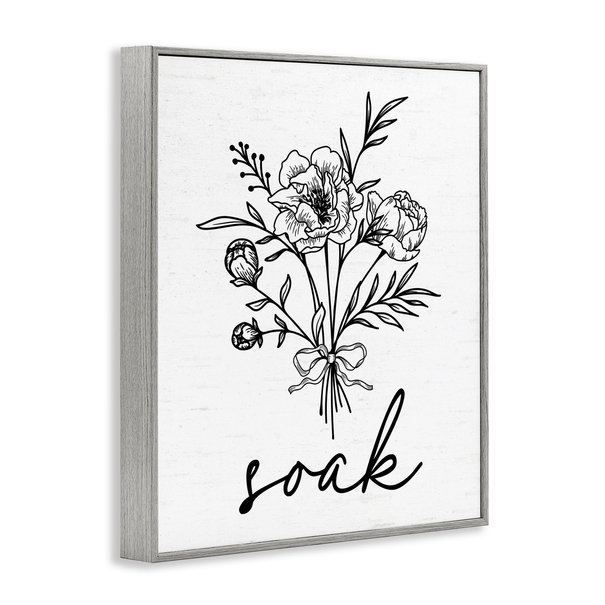 Bathroom Herb Soak Gray Framed Giclee Art, design by Lettered and Lined