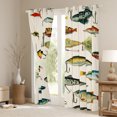 thumbnail image 3 of Manfei Fishing Bass Fish Curtains Pack of 2 (42x84 Each) for Kids, Farmhouse Fishhook Curtains Blackout, Retro Lodge Cabin Bedroom Curtains, Living Room Curtains Decor, 3 of 6