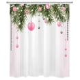 thumbnail image 2 of HVEST Pink Christmas Shower Curtain for Bathroom, Silver Xmas Ball with Green Pine Branches Winter Fabric Shower Curtain with Hooks, New Year Holiday Bathroom Curtain Shower Set, 60x72 inch, 2 of 7