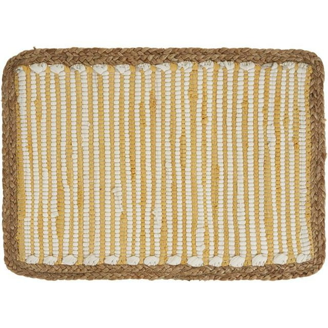 LR Resources SPECI04602SNP1117 Striped Sunny Day Bordered Place Mat, White & Yellow