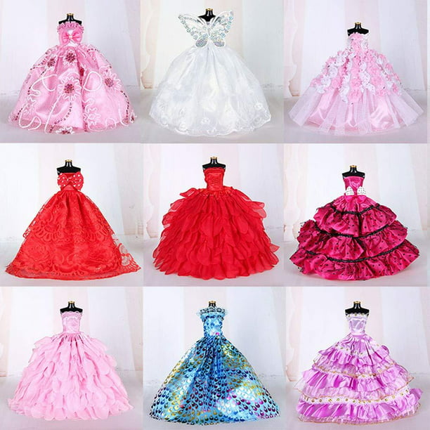 Doll Clothes Dresses for Barbie Girl 10 Pcs Lot - Handmade Clothes for Barbie 11.5 Inch Girls Doll Wedding Party Dresses Gowns Outfit Costume Toys for Kids Xmas Birthday Random Style Walmart.com