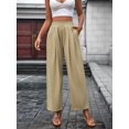 thumbnail image 4 of Women'S Casual Pants Loose Drawstring High Waist Wide Leg Beach Pants with Pockets Apricot S, 4 of 9