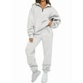 thumbnail image 1 of Conjuntos de Dos Piezas para Mujer: Jersey de Larga con Media Cremallera y Pantalón Deportivo Holgado con Bolsillos. Gris XL, 1 of 8