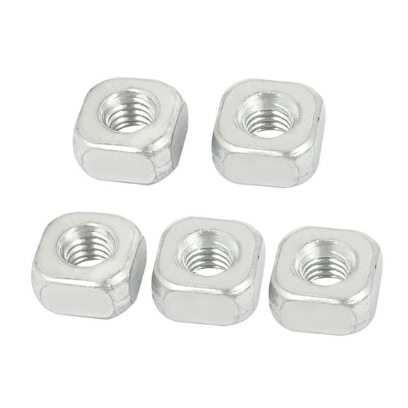 M6 x 12mm x 6mm Metal Square Nuts Silver Tone 5Pcs