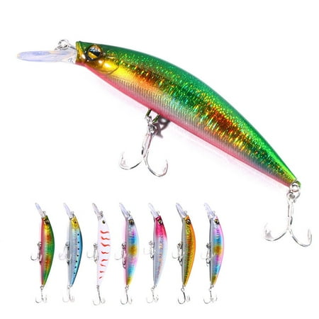 HENGJIA Fishing Lures Large Hard Bait Minnow VIB Lure with Treble Hook Life-Like Swimbait Fishing Bait Popper Crankbait Sinking Lure for Trout Bass Walleye Redfish 7PCS