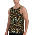 thumbnail image 2 of Gukieu Teal Leopard Print Men's Quick Dry Fitness Vest, Round Neck Sleeveless Fitness Bodybuilding Top-Medium, 2 of 7