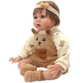 thumbnail image 3 of 18 inch Brown Bear Strap Pants Sets Alive Doll Clothes Romper Outfits for 18 to 20 inch Reborn Baby Doll Boy and Girl, 3 of 5