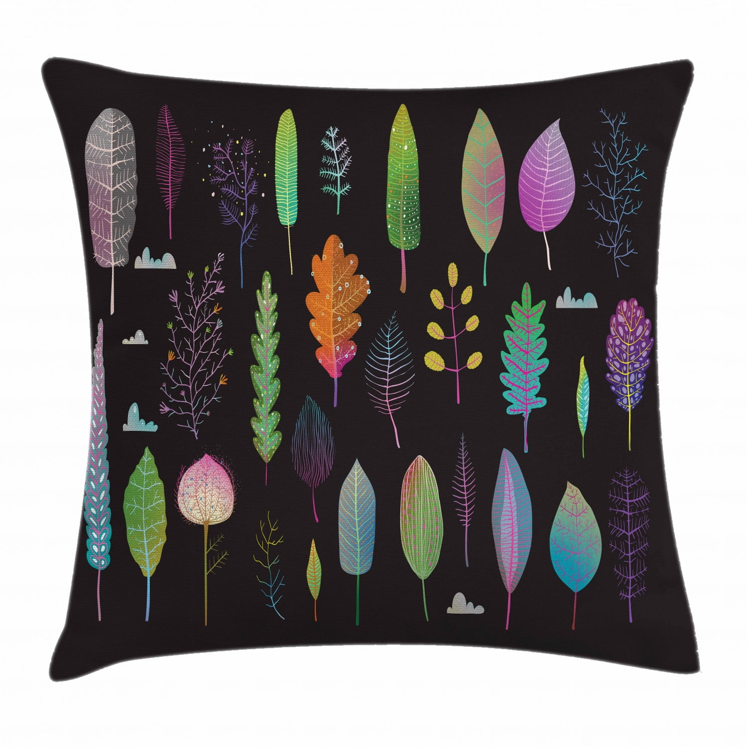 Nature Throw Pillow Cushion Cover, Forest Theme as Trees Ecosystem in