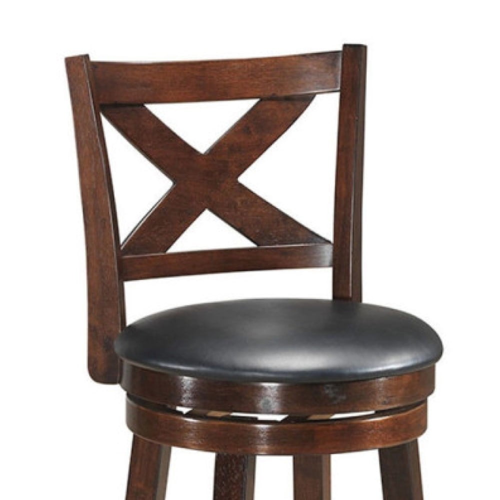 Demi Bonn 29" Swivel Counter Height Bar Stool with PVC Cushioned Seat and X-back Upholstered, Modern Dining Chairs, Brown