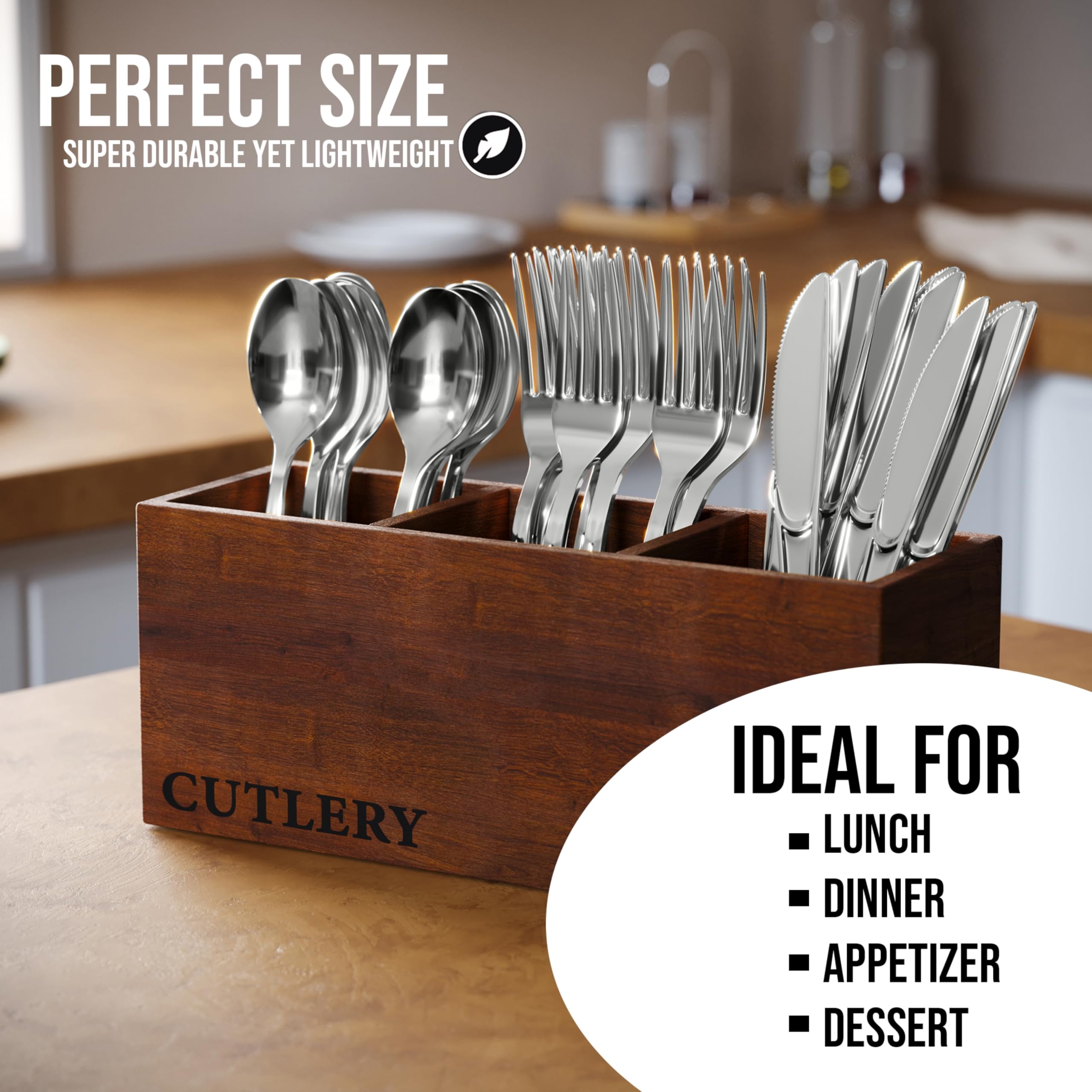 Exquisite Silver Plastic Silverware Set, 160-Piece photo 3