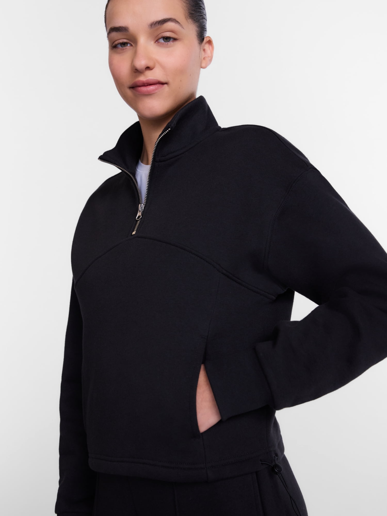 Athletic Works Women's Quarter Zip Fleece Sweatshirt, Sizes XS-XXXL