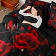 thumbnail image 5 of Manfei Romantic Red Rose 7-Piece Twin Bedding Sets, Western Valentines Day Bedding Comforter Set, Teens Adult Men Women Reversible Sheet Sets, Breathable Home Decor, 5 of 8