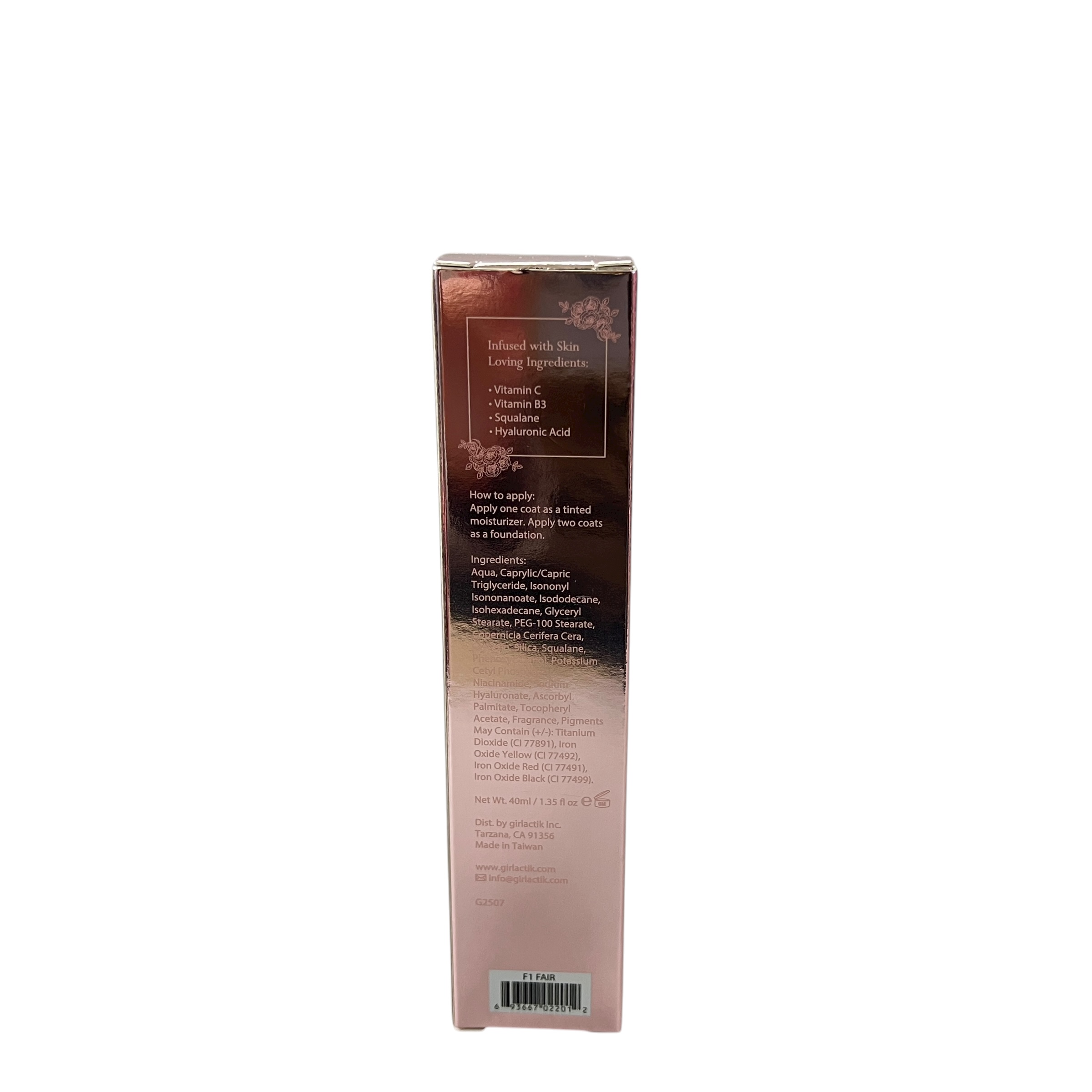 Girlactik 2 In 1 Luminous Tint Foundation F1 Fair 1.35 fl oz