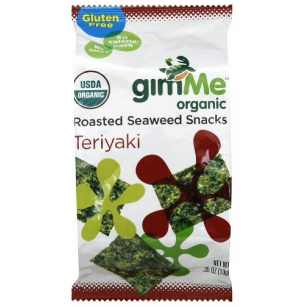 GimMe Organic Teriyaki Roasted Seaweed Snacks, 0.35 oz, (Pack of12