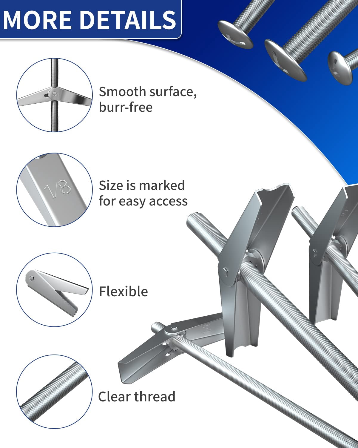 24-Piece 3/16-Inch Heavy Duty Butterfly Toggle Bolt Set – Hollow Wall Anchors With Wing Nuts For Drywall – Metal Assortment For Shelves, Cabinets, Lamps